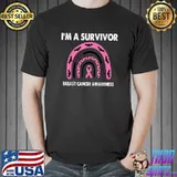 I’m A Survivor Breast Cancer Awareness Rainbow With Bats T-Shirt