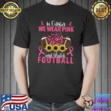 In October We Wear Pink And Watch Football Pumpkin Sunflowers Ball Leopard T-Shirt