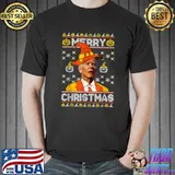 Joe Biden With Hat Witch Merry Christmas Confused Halloween 2022 T-Shirt