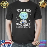 Just A Girl Who Love Anime Cats & Space T-Shirt