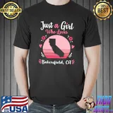 Just A Girl Who Loves Barkersfield Ca Pink Vintage T-Shirt