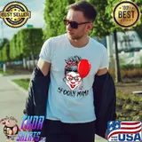 Leopard Sunglass Messy Bun Clown Spooky Mama Halloween T-Shirt