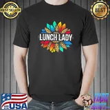Lunch lady sunflower leopard thanksgiving back to school classic shirt