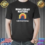 Music Literacy Matters I Like To Eat Puppies Rainbow Clouds Vintage T-Shirt