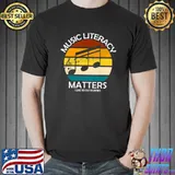 Music Literacy Matters I Like To Eat Puppies Vintage Sunset T-Shirt
