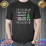 Nice Naughty Dialysis Nurse Ugly Christmas Tree Xmas T-Shirt