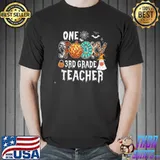 One spooky 3rd third grade teacher witch pumpkin halloween funny halloween shirt