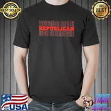 Patriotic red stacked republican repeat maga font Trump shirt
