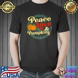 Peace Love And Pumpkins Halloween Jack O Lantern Fall Vibes T-Shirt