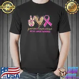 Peace Love Cure Breast Cancer Awareness Pink Ribbon Heart T-Shirt