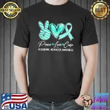 Peace love cure teal ribbon trigeminal neuralgia awareness shirt