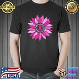 Pink ribbon sunflower women kids breast cancer awareness shirt