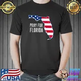 Pray For Florida Beach Stand With Florida Usa Flag Maps T-Shirt