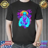 Purple glitch skeleton art halloween illustration shirt