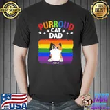 Purroud cat dad name rainbow color custom cat dad shirt