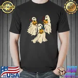 Retro Groovy Pumpkin Ghost Costume Halloween Floral Ghosts T-Shirt