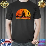 Scary Haunted Ghost Vintage Sunset Halloween T-Shirt