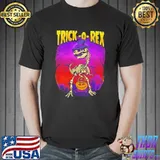 Skeleton trick or treat tyrannosaurus rex boys halloween illustration shirt