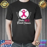 Strike Out Breast Cancer Pink Cancer Awareness Month Football T-Shirt