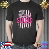 Support Squad Breast Cancer Awareness Warrior Pink Ribbon Usa Flag T-Shirt