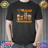 Tis' The Season Coffee Pumpkin Husky Dog Halloween Fall T-Shirt