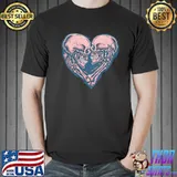 Vintage retro skull couple heart shirt