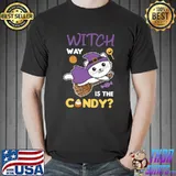 Witch Way Is The Candy Cat Halloween Witches Costume Cats Witches T-Shirt