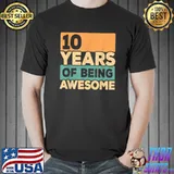 10 Years Of Being Awesome Retro 10th Birthday T-Shirt