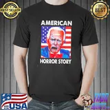 American horror story Joe Biden zombie usa flag halloween retro art shirt