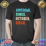 Awesome since october 2010 12th birthday 12 years old gifts shirt
