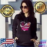Back The Pink Ribbon Heart Sunflower Flag Breast Cancer Awareness T-Shirt Hoodie