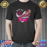 Back The Pink Ribbon Heart Sunflower Flag Breast Cancer Awareness T-Shirt