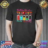 Battery Life Of A Teacher Best Teacher Serape Teacher Colorful Apple T-Shirt