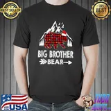 Big Brother Bear Christmas Pajama Red Plaid Buffalo Family T-Shirt
