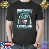 Birthday Boy Time To Level Up Gamer Birthday Headphone T-Shirt