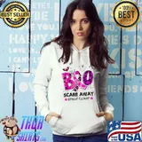 Boo Scare Away Breast Cancer Bats And Corn Candy Ghost Halloween Costume T-Shirt Hoodie