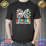 Butterfly hispanic heritage month latino all countries flags new design shirt