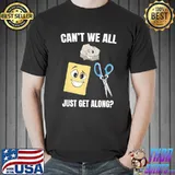 Can't we all just get along rock paper scissors game shirt