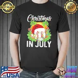 Christmas in july baseball santa hat summer shirt