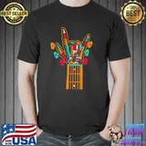 Colorful rock and roll guitar hand gesture skeleton guitar hand gesture shirt