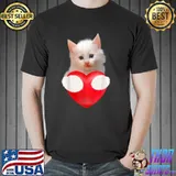 Cut Kitten Hugging A Heart T-Shirt