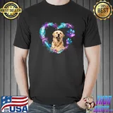 Cute Golden Retriever Miracle Heart Blue Paws Dog T-Shirt