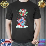 Cute stitch hold balloons christmas Star wars shirt