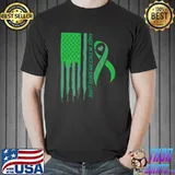 Early Detection Saves Lives Liver Cancer Fight Ribbon Chemo Awareness Usa Pride Flag T-Shirt