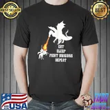 Eat Sleep Fight Dragons Repeat By Yoraytees Fire T-Shirt