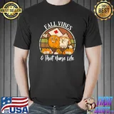 Fall Vibes And That Nurse Life Pumpkin Coffee Vintage T-Shirt