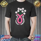 Flower jar pink ribbon breast cancer awareness month women T-Shirt