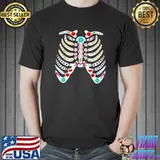Flower Skeleton Cage Scary Halloween Skull Day Of Dead T-Shirt