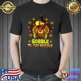 Gobble Til You Wobble Baby Turkey Aumtum Fall Thanksgiving T-Shirt