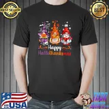 Happy Hallothanksmas Gnomes Halloween Thanksgiving Christmas T-Shirt